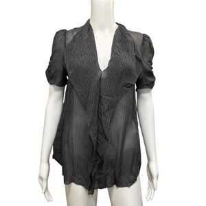 Babaton Silk Blouse Gray Hatch Size S